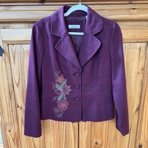 Bob Timberlake Blazer Jacket Floral Embroidered Button Closure Cotton Women‎ S
